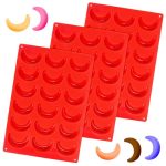 Lot de 3 moules en silicone pour croissants à la vanille - Moule à gâteau pour chocolats et biscuits