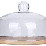 Ensemble de boîtes à gâteau en bois avec couvercle en verre, plateau à pain pour restaurant, salade,...