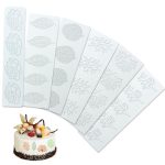 VEGCOO 6 Pièces Moule Forme Feuille, Moule Dentelle en Silicone, Silicone Tapis de Dentelle pour Cho...