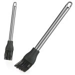 COM-FOUR® 2x pinceau de cuisson en silicone - pinceau à glacer pour la cuisine - aide à la cuisson e...